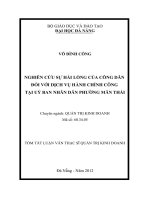 Nghiên cứu sự hài lòng của công dân đối với dịch vụ hành chính công tại ủy ban nhân dân phường mân thái (tt) 