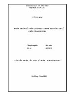 Hoàn thiện kế toán quản trị chi phí tại công ty cổ phần công trình 2 (tt) 