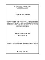 Hoàn thiện kế toán quản trị chi phí tại công ty vận tải đa phương thức vietranstimex (tt) 