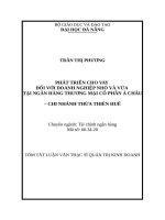 Phát triển cho vay đối với doanh nghiệp nhỏ và vừa tại ngân hàng TMCP á châu   chi nhánh thừa thiên huế (tt) 