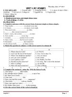 Unit 1  English 7 new Exercise period 1.