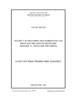 Tổ chức các hoạt động trải nghiệm sáng tạo trong dạy học phần di truyền học (Sinh học 12  Trung học phổ thông) (LV thạc sĩ)