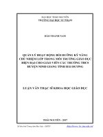 Quản lý hoạt động bồi dưỡng kỹ năng chủ nhiệm lớp trong môi trường giáo dục hiện đại cho giáo viên chủ nhiệm các trường trung học cơ sở huyện ninh giang tỉnh hải dương 