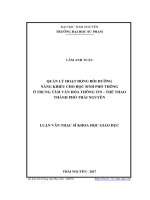 Quản lý hoạt động bồi dưỡng năng khiếu cho học sinh phổ thông ở Trung tâm Văn hóa Thông tin  Thể thao thành phố Thái Nguyên (LV thạc sĩ)
