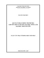 Quản lý hoạt động thanh tra chuyên môn ở trường đại học nông lân đại học thái nguyên 