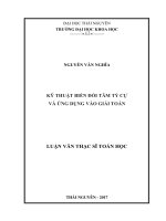 Kỹ thuật biến đổi tâm tỷ cự và ứng dụng vào giải toán 