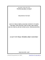 Quản lý hoạt động giáo dục hành vi văn hóa cho học sinh của trường trung học phổ thông quang trung, huyện ninh giang, tỉnh hải dương 
