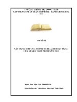 Đề tài XÂY DỰNG CHƯƠNG TRÌNH KẾ HOẠCH HOẠT ĐỘNG CỦA HUYỆN THÁP MƯỜI NĂM 2011
