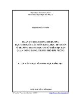 Quản lý hoạt động bồi dưỡng học sinh giỏi các môn khoa học tự nhiên ở trường trung học cơ sở trên địa bàn quận hồng bàng   thành phố hải phòng 