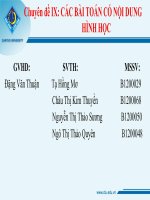 Toán nâng cao Chuyên đề IX CÁC BÀI TOÁN CÓ NỘI DUNG HÌNH HỌC