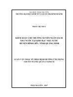 Kiểm soát chi thường xuyên Ngân sách Nhà nước tại kho bạc Nhà nước huyện Bình Liêu, Quảng Ninh