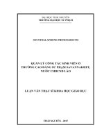 Quản lý công tác sinh viên ở trường Cao đẳng Sư phạm Savannakhet, nước CHDCND Lào