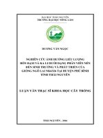 Nghiên cứu ảnh hưởng liều lượng bón đạm và kaly dưới dạng phân viên nén đến sinh trưởng và phát triển của giống ngô lai NK6326 tại huyện phú bình, tỉnh thái nguyên 