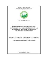 Đánh giá khả năng sinh trưởng, phát triển của một số tổ hợp ngô lai vụ Xuân và Thu đông năm 2015 tại thành phố Thái Nguyên