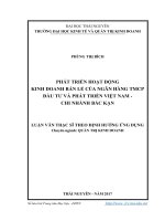Phát triển hoạt động kinh doanh bán lẻ của ngân hàng TMCP đầu tư và phát triển việt nam chi nhánh bắc kạn 