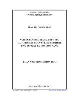 Nghiên cứu đặc trưng cấu trúc và tính chất của vật liệu geothite ứng dụng xử lý kim loại nặng 