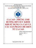 CA CAO   NHỮNG ẢNH HƯỞNG đến sức KHỎE KHI sử DỤNG CA CAO và các sản PHẨM CHẾ BIẾN từ CA CAO 