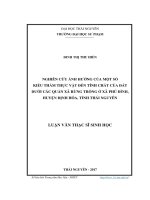 Nghiên cứu ảnh hưởng của một số kiểu thảm thực vật đến tính chất của đất dưới các quần xã rừng trồng ở xã Phú Đình, huyện Định Hóa, tỉnh Thái Nguyên (LV thạc sĩ)