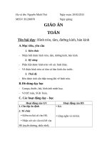 GIÁO ÁN TOÁN Tên bài dạy Hình tròn tâm đường kính bán kính