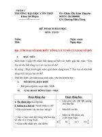 KẾ HOẠCH BÀI HỌC MÔN TOÁN Bài TÌM HAI SỐ KHI BIẾT TỔNG VÀ TỈ SỐ CỦA HAI SỐ ĐÓ