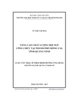 Nâng cao chất lượng đội ngũ công chức tại thành phố Móng Cái, tỉnh Quảng Ninh (LV thạc sĩ)