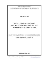 Quản lý đầu tư công cho xóa đói giảm nghèo trên địa bàn huyện pác nặm, tỉnh bắc kạn 