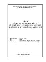 Nâng cao chất lượng quản lý công trình xây dựng của Phòng kinh tế  Hạ tầng UBND huyện Quế phong, tỉnh Nghệ An, giai đoạn 20172020