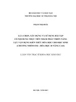 Lựa chọn, xây dựng và sử dụng bài tập có nội dung thực tiễn nhằm phát triển năng lực vận dụng kiến thức hóa học cho học sinh (chương Nhóm oxi - Hóa học 10 nâng cao)