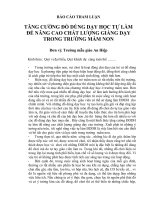 BÁO CÁO THAM LUẬN TĂNG CƯỜNG ĐỒ DÙNG DẠY HỌC TỰ LÀM ĐỂ NÂNG CAO CHẤT LƯỢNG GIẢNG DẠY TRONG TRƯỜNG MẦM NON