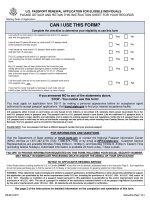 U.S. PASSPORT RENEWAL APPLICATION FOR ELIGIBLE INDIVIDUALS