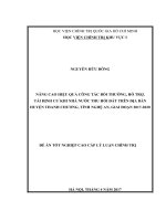 Nâng cao hiệu quả công tác bồi thường, hỗ trợ, tái định cư khi Nhà nước thu hồi đất trên địa bàn huyện Thanh Chương, tỉnh Nghệ An, giai đoạn 2017  2020