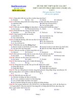 Đề thi thử THPT 2017 môn Hóa trường THPT chuyên Phan Bội Châu Nghệ An Lần 1 File word Có lời giải chi tiết