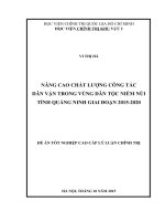 Nâng cao chất lượng công tác dân vận trong vùng dân tộc miền núi tỉnh Quảng Ninh, giai đoạn 20152020