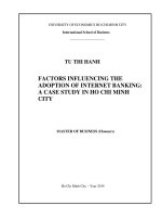 Factors influencing the adoption of internet banking   a case study in ho chi minh city  