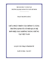 Giữa phát triển tài chính và tăng trưởng kinh tế có mối quan hệ đơn điệu hay không bằng chứng tại việt nam 