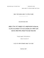 HIỆU ỨNG TỪ NHIỆT CỦA HỢP KIM Ni-Mn-Sn, La-(Fe,Co)-(Si,B) VÀ Fe-(Co,Gd,Dy)-Zr CHẾ TẠO BẰNG PHƢƠNG PHÁP NGUỘI NHANH