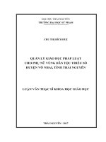 Quản lý giáo dục pháp luật cho phụ nữ vùng dân tộc thiểu số huyện Võ Nhai, tỉnh Thái Nguyên (Lv thạc sĩ)
