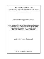 Các nhân tố ảnh hưởng đến quyết định lựa chọn ngân hàng cung cấp dịch vụ thanh toán quốc tế   nghiên cứu trường hợp của vietcombank 
