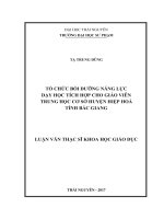 Tổ chức bồi dưỡng năng lực dạy học tích hợp cho giáo viên Trung học cơ sở huyện Hiệp Hòa tỉnh Bắc Giang (LV thạc sĩ)