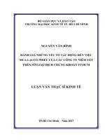 Đánh giá những yếu tố tác động đến việc mua lại cổ phiếu của các công ty niêm yết trên sở giao dịch chứng khoán TP HCM 