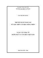 Truyện ngắn nam cao từ góc nhìn văn hóa nông thôn