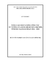 Nâng cao chất lượng công tác tư tưởng của Đảng bộ huyện Chợ Mới, tỉnh Bắc Kạn giai đoạn 2016 – 2020