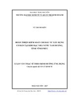 Hoàn thiện kiểm soát chi đầu tư xây dựng cơ bản tại kho bạc nhà nước tam dương, tỉnh vĩnh phúc