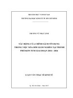 Tác động của chính sách tín dụng trong việc xóa đói giảm nghèo tại thành phố kon tum giai đoạn 2014 – 2016 