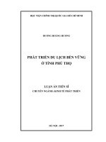 Phát triển du lịch bền vững ở tỉnh Phú Thọ