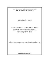 Nâng cao chất lượng hoạt động của Văn phòng Tỉnh ủy Sơn La, giai đoạn 2017  2020
