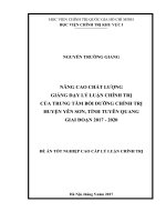 Nâng cao chất lượng công tác giảng dạy lý luận chính trị của Trung tâm Bồi dưỡng chính trị huyện Yên Sơn, tỉnh Tuyên Quang, giai đoạn 2017  2020”