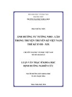 Ảnh hưởng tư tưởng nho lão trong truyện truyền kì việt nam thể kỉ XVIII 