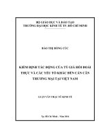 Kiểm định tác động của tỷ giá hối đoái thực và các yếu tố khác đến cán cân thương mại tại việt nam 