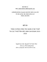 Tăng cường công tác quản lý nợ thuế tại Cục thuế tỉnh Bắc Ninh giai đoạn 2016  2020